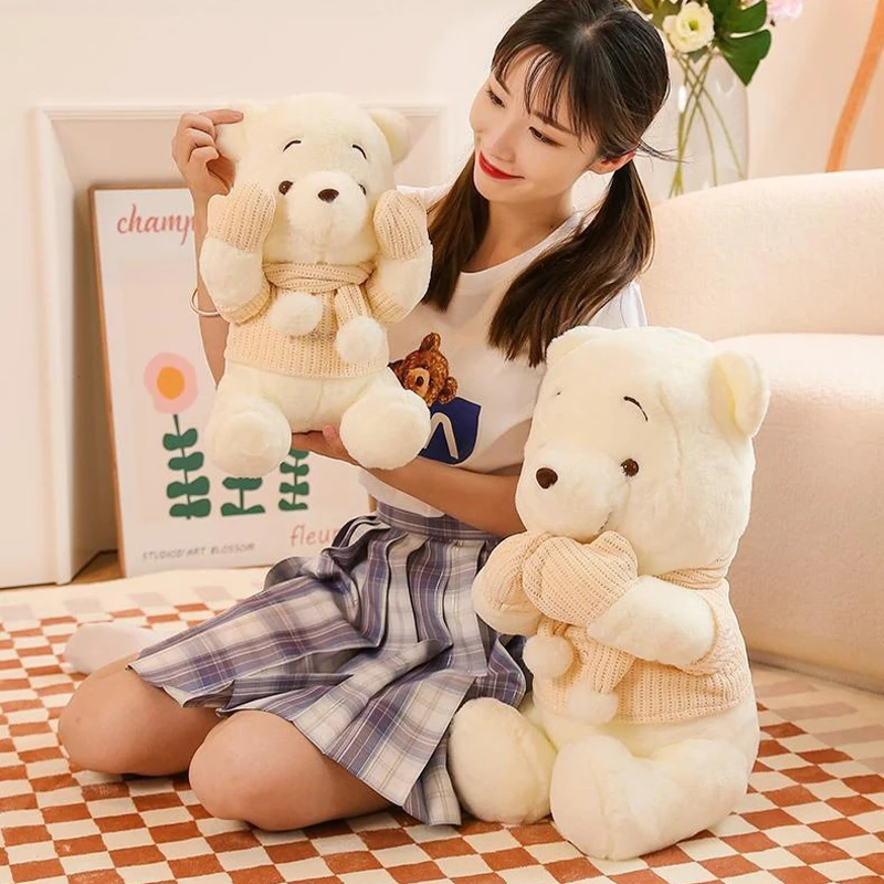 Disney Winnie The Pooh Stuffed Plush Toys Milk Tea White Winnie Plush Dolls Anime Soft Sofa Pillow Toys For Children Gift