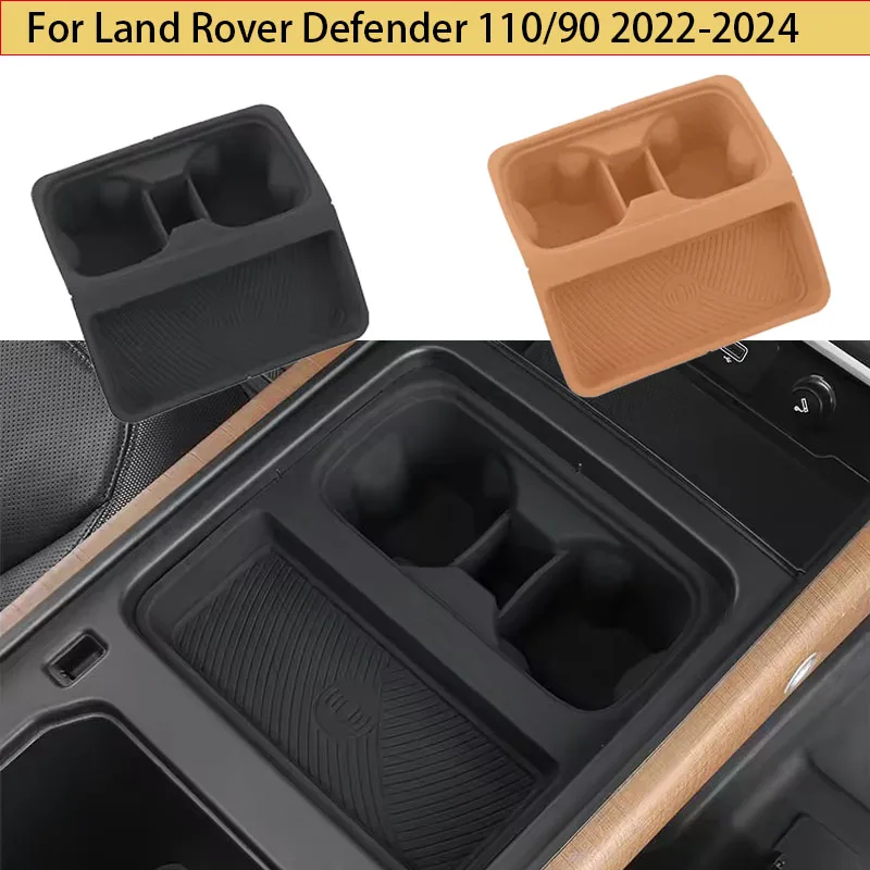 

Car Central Control Water Cup Pad, Wireless Charging Integrated Silicone Pad Suitable for Land Rover Defender 110/90 2022-2024