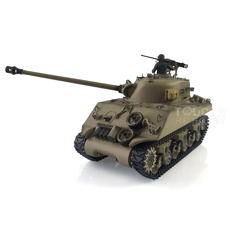 Juguetes HENG LONG 1/16 personalizado 7,0 M4A3 Sherman RC tanque Toucan 3898 barril retroceso 360 °   Metal Readt to Run Panzer Toys TH19791