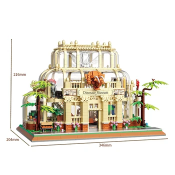 Creative Streetscape architecture dinosaur museum Moc Mini block city street view fossil skeleton model building brick toy