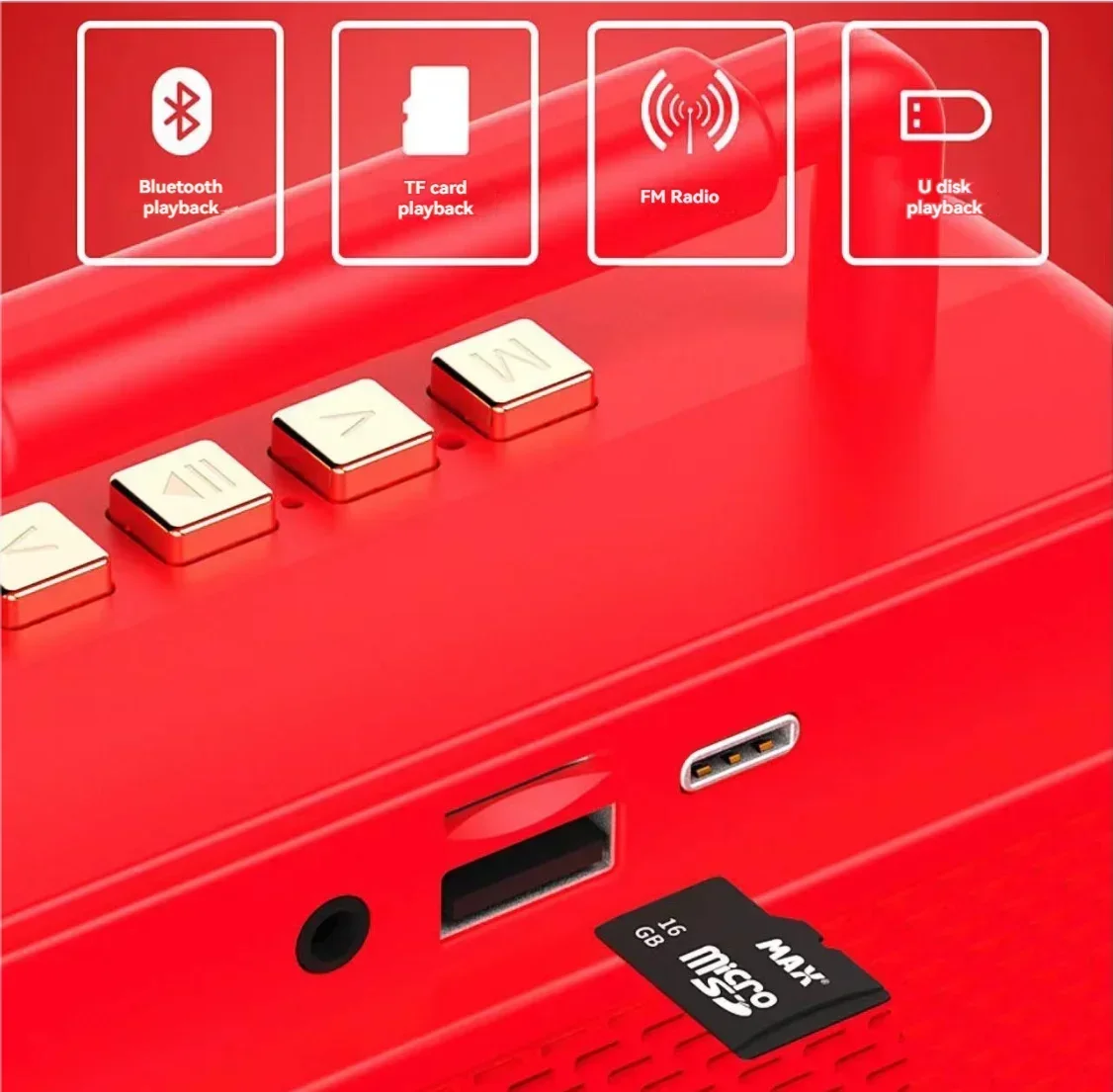 Portátil Retro Mini Bluetooth Speaker, Multi-funcional Wireless Outdoor Speaker, Small USB Insert Card, Radio Stereo, Alta qualidade