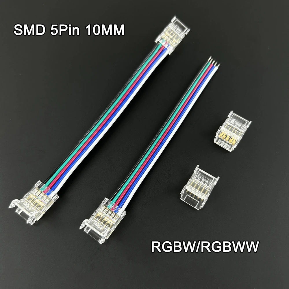 10Pcs/bag Reusable Crystal 5 Pin SMD Cob Led Strip Light Connector 10mm 12mm 5Pin Led Connector