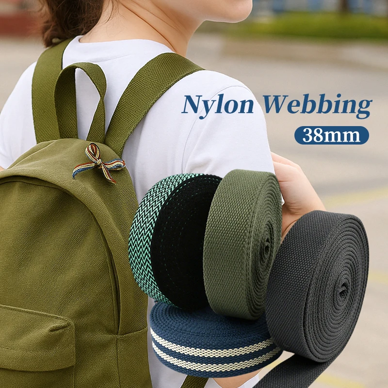 

2-10M 38mm Cotton Webbing Straps Ribbon Lace for DIY Sewing Belt Sling Backpack Strap-on Bag Strap Decor Braid Crafting Supplies