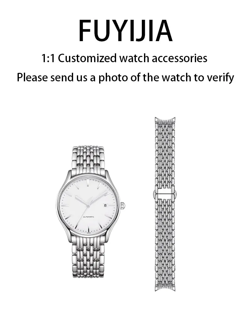 FUYIJIA Couple Custom L-ongines L4.760 Original Watchband 20MM 18MM 13MM Curved Interface Stainless Steel Strap Butterfly Buckle