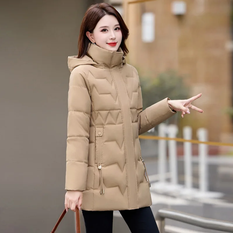 Hooded Parkas Women Slim Fit Thick Coats Cardigan Solid Pockets Jackets Zipper Warm Casual Jacket Outwear Autumn Winter 2025