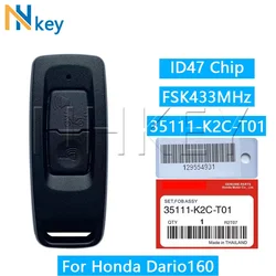 NH KEY PN:35111-K2C-T01 dla Honda Dario 160 skuter motocyklowy 433.92MHz ID47 wymiana chipa inteligentny klucz zdalnego sterowania