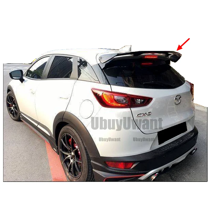 Verwendung Für Mazda CX-3 2014-2018 Spoiler ABS Kunststoff Carbon Look Fließheck Dach Hinten Flügel Body Kit Zubehör