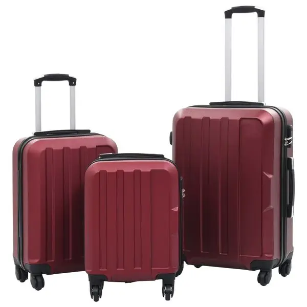 

Fashion Wine Red ABS Trolley Luggage 3-Piece Hardcase Suitcase Set Lightweight Portable Travel Luggage For Men And Women