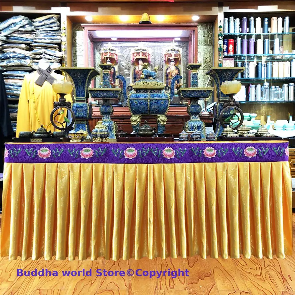 Wholesale Buddhist Taoism item Customized custom made HOME family Buddhism Temple Buddha Altar cover Table cloth circumference