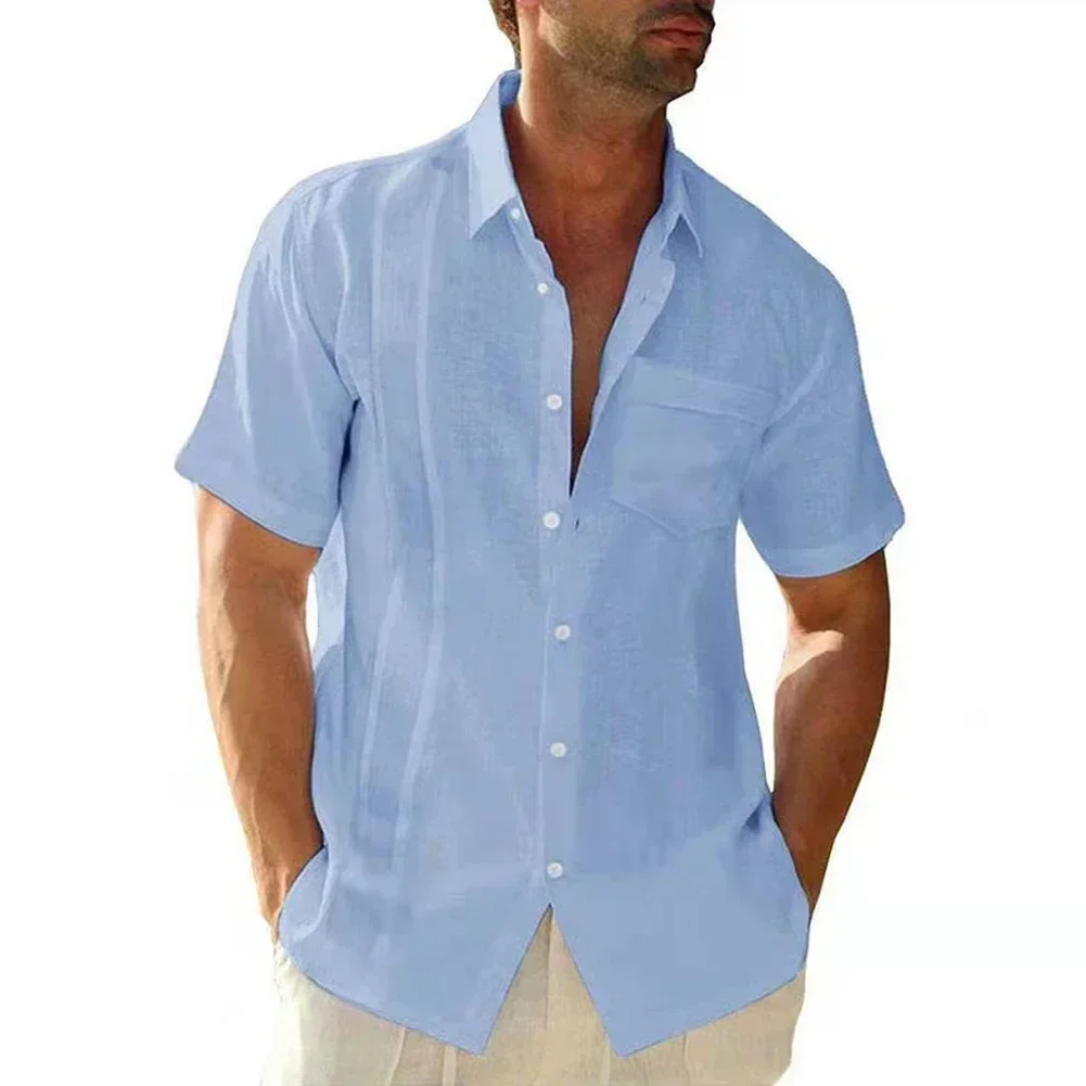 Men\'s Summer Guayabera Cuban Beach Tees Short Sleeve Dress Shirt Blouse Top– Stay Cool and Comfortable in Colors