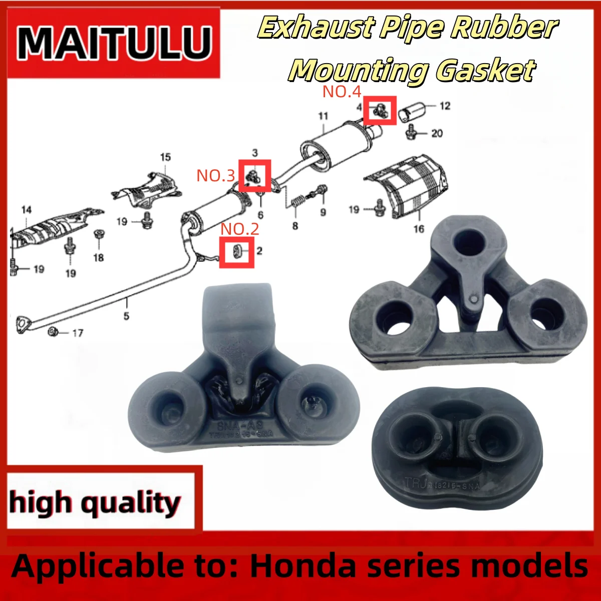 

For HONDA CIVIC FA1 FD1 FD2 2006-2011 Exhaust Pipe Gasket Rubber Mounting OEM:18215-SNA-A01 18215-SNA-A11 18215-SNA-A31