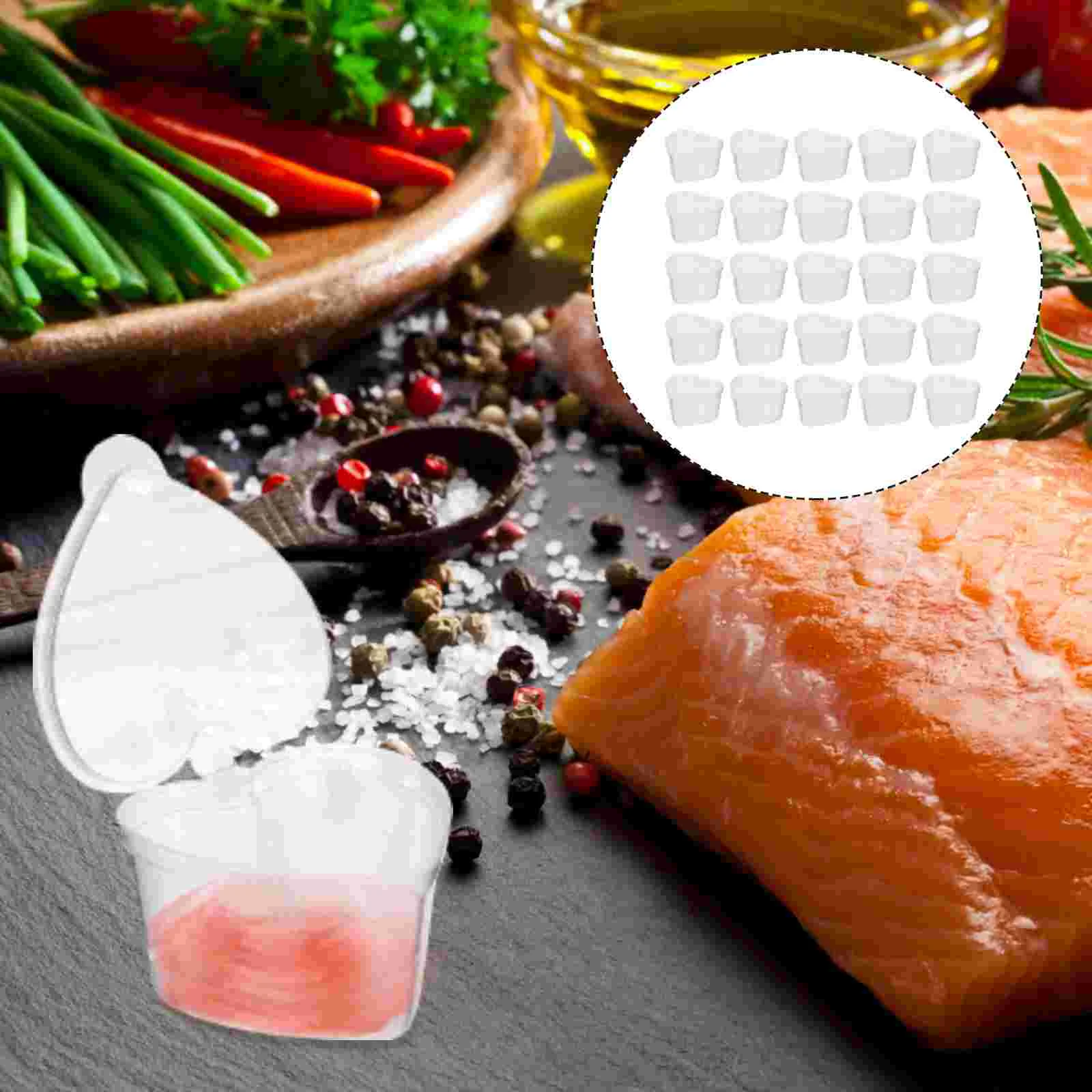 50PCS Sauce Cups Transparent Spice Containers PP Leakproof Tight Seal Storage Jars Measuring Cups Salad Dressing Eco