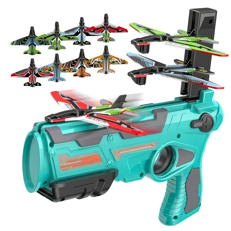 Outdoor Airplane Launcher Toys for Boys Catapult Gun Foam Glider Flying Plane Toy Summer Game Gifts for Kids Novelty & Gag Toys