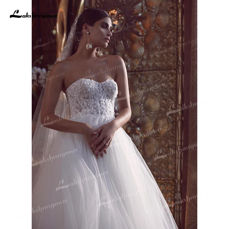 Ball Gown Wedding Dresses 2022 Bridal Gowns Sleeveless Zipper Sweetheart Netting Floor-Length Appliques Lace Beading vestidos