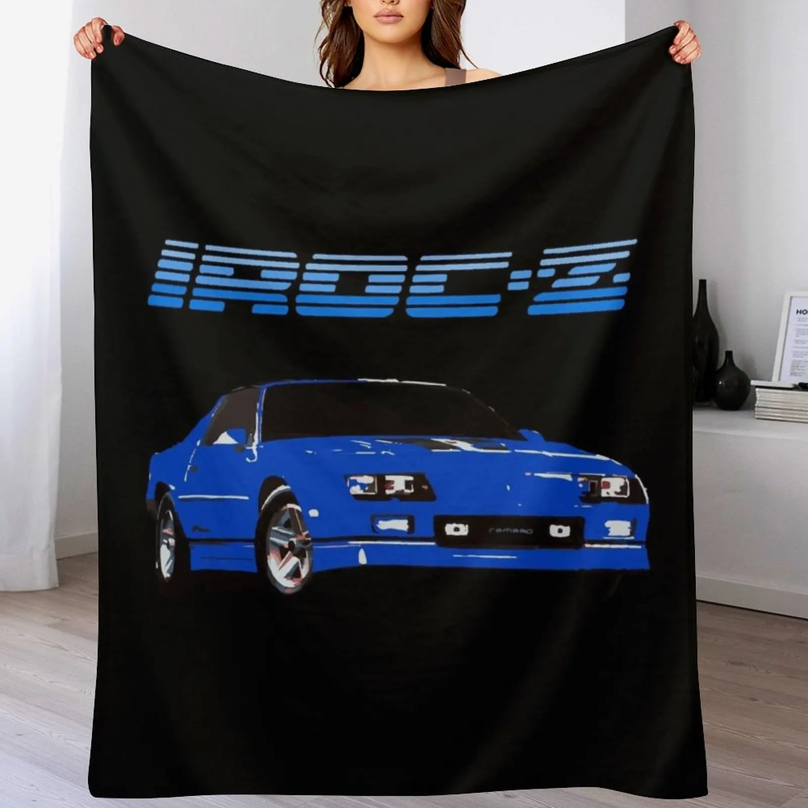 1980's Camaro Blue IROC-Z Throw Blanket Thermals For Travel Polar Weighted Flannel Fabric Blankets