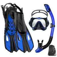 Máscara Fin Snorkel Set Equipo de snorkel para adultos Vista panorámica Máscara de snorkel Aleta de buceo ajustable Snorkel superior seco y bolsa de viaje