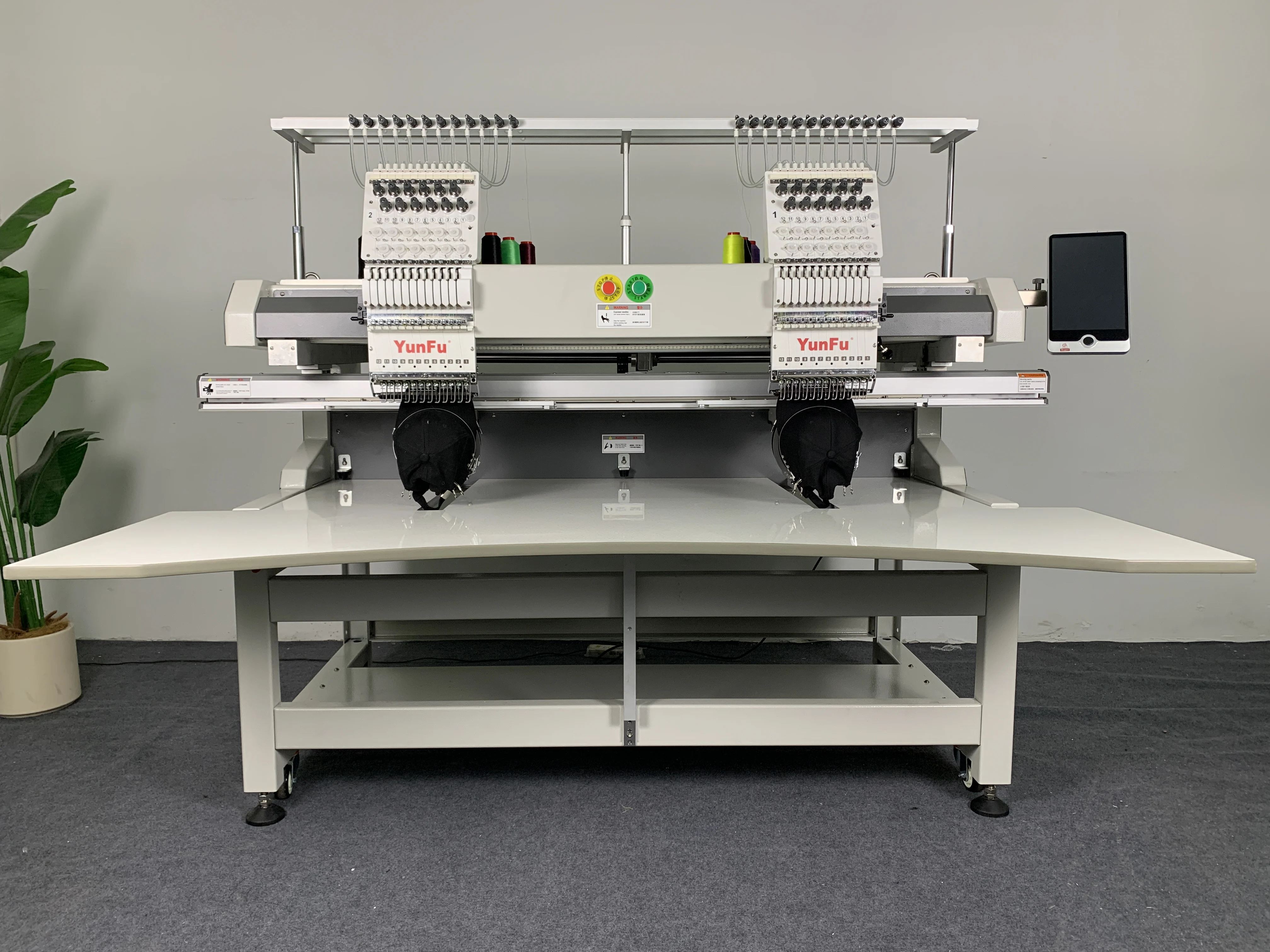 YunFu 2 Head High Speed Industrial Computerized Embroidery Machine 15 Needles Multi-Head for Cap T-Shirt Garment Embroidery
