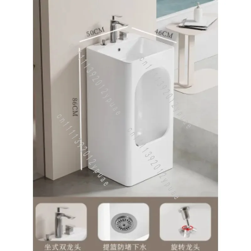 Ceramic Double Level Foot Washing Basin Indoor Outdoor Porcelain Ablution Sink Mop Cleaning Basin For Home Courtyard