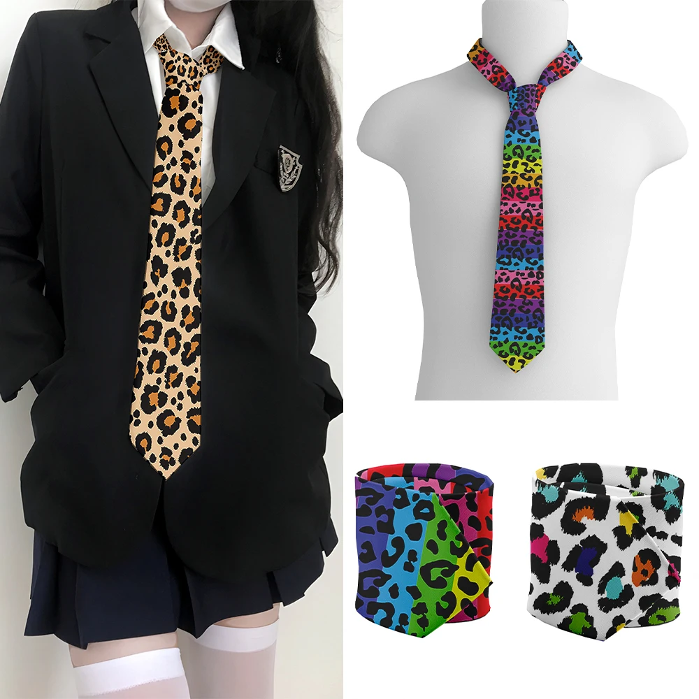 

Classic leopard print tie fashion knitted polyester tie shirt suit holiday and casual wear tie is neutral