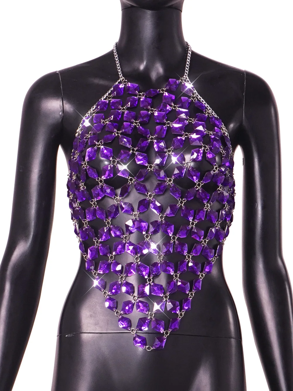 European And American Sexy Gemstone Handcrafted Body Chain Nightclub Party Necklace With Openwork Design Layered Necklace