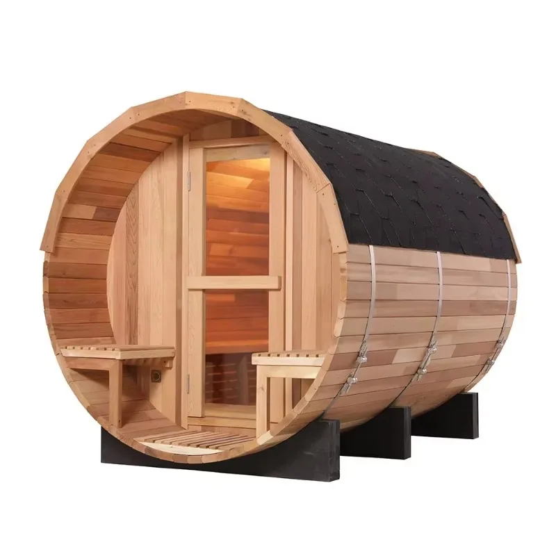 Wholesale Canadian Hemlock Red Cedar Traditional Solid Wood Eco Friendly Steam Sauna Tub for Villa Outdoor Custom