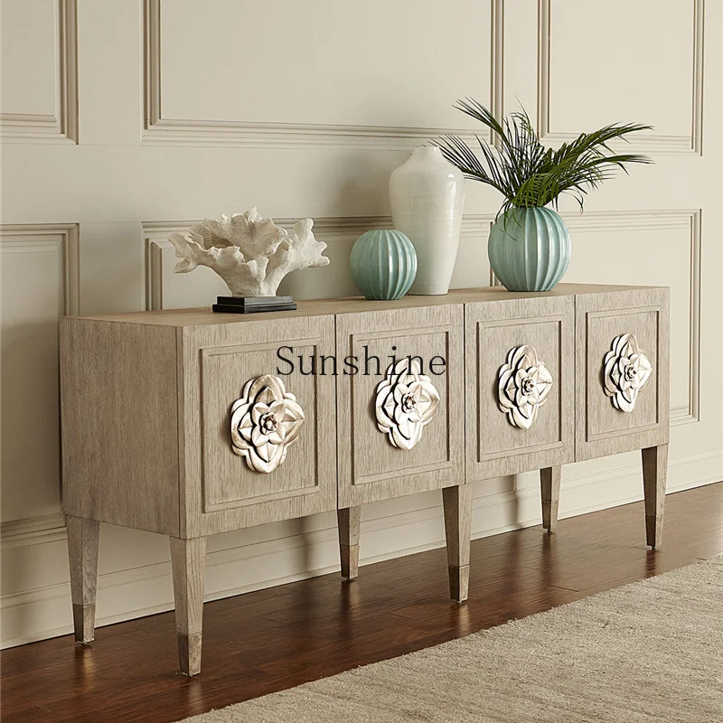 

American solid wood home wine cabinet entrance integrated door living room TV simple and modern