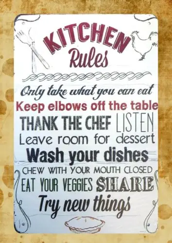 kitchen wall decor garage bars  Kitchen Rules tin metal sign sign