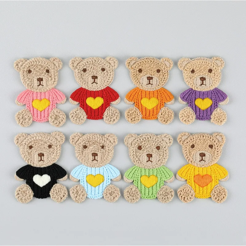 10 Stück 4,8*6,5cm Cartoon-Stickerei-Bären-Applikationen für DIY-Kopfbedeckungen, Haarspangen, Bastelarbeiten, Dekoration, Kleidung, Aufnäher, Accessoires – Detail 13