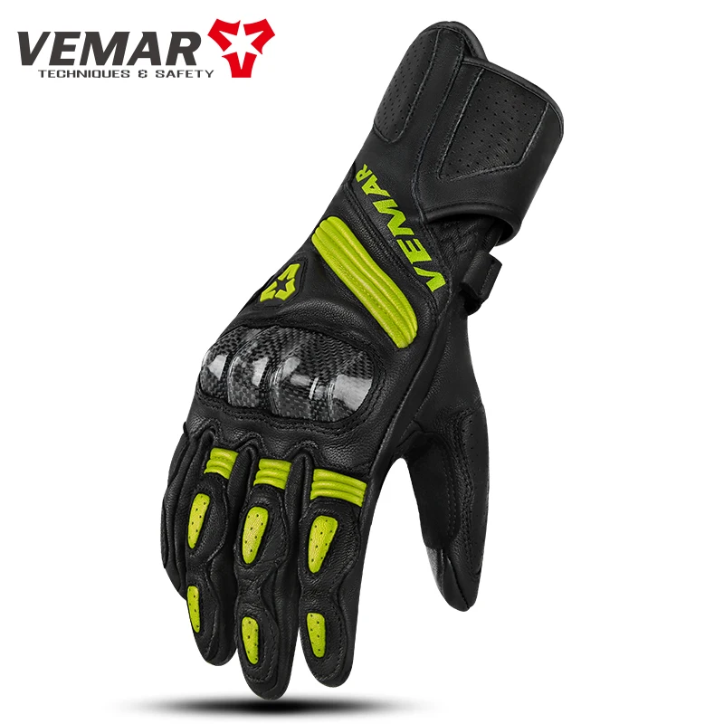 

VEMAR Four Season High-quality Genuine Leather Comfortable Sheepskin Carbon Fiber Motorcycle Racing Gloves Guantes Moto