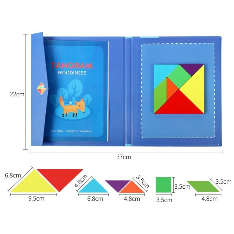 Tangrams magnéticos quebra-cabeça de madeira blocos de construção quebra-cabeça educacional viagem atividade jogos de tabuleiro