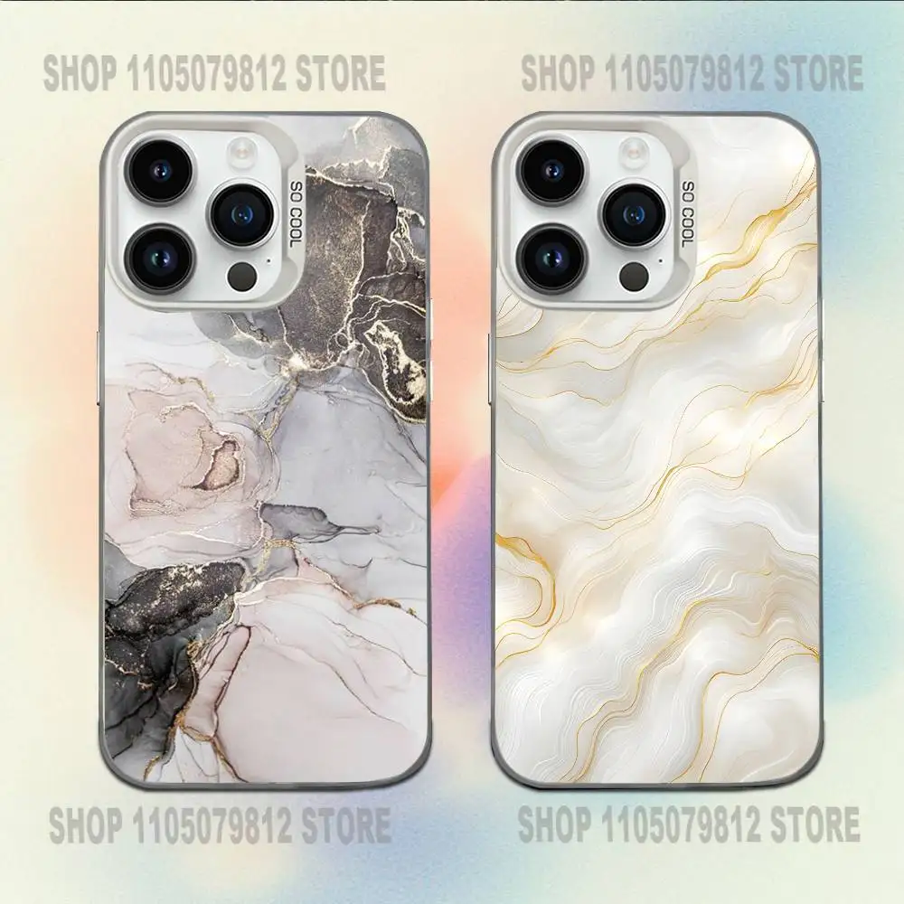 

Fashion Geometric Marble Phone Case For iPhone 16,15,14,13,12,11,Mini,Pro,E,MAX White Candy Matte Shockproof Cover