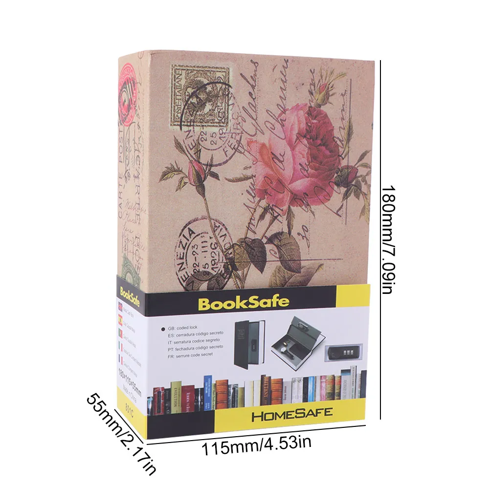 Retro Book Shape Password Security Safe Box Rectangle Analog Dictionary Book Safe Box Anti theft Key Locker Office