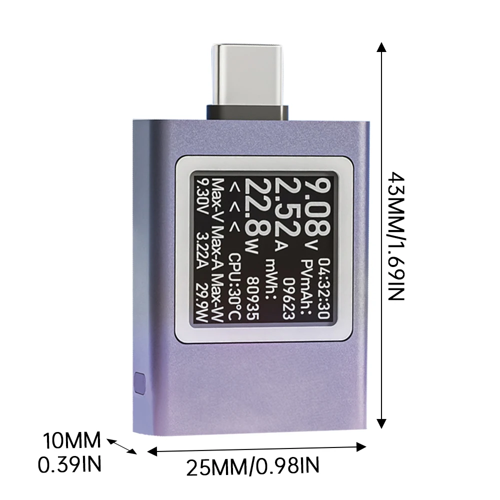 Testeur de charge de téléphone portable de type C pour outil d'électricien, ampèremètre de tension CC, affichage numérique, compteur de puissance, DC 4.5-50V 0-12A PD3.1