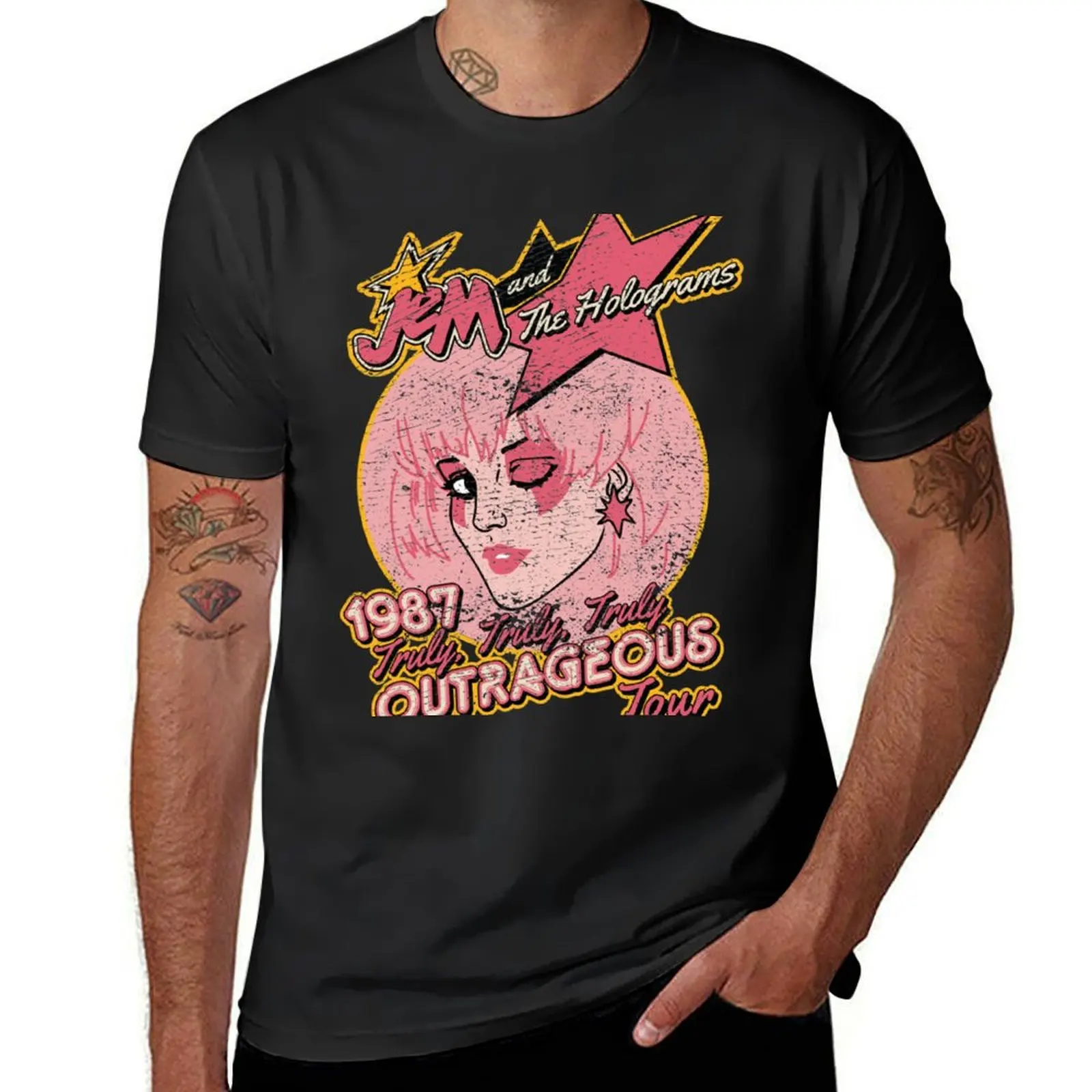 

Jem and The Holograms Tour- Distressed T-Shirt heavyweights quick drying oversized tshirts for men