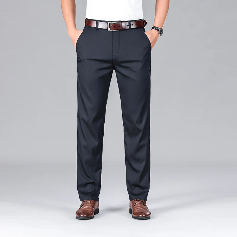 

High end quality casual pants for men's summer thin and loose straight tube 2024 new office formal business pants