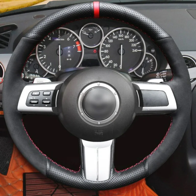 For Mazda MX-5 MX5 2006-2015 Mazda RX-8 RX8-2011 CX-7 CX7 2007-2009 Braid Car Steering Wheel Cover Leather Suede Car Interior image 3