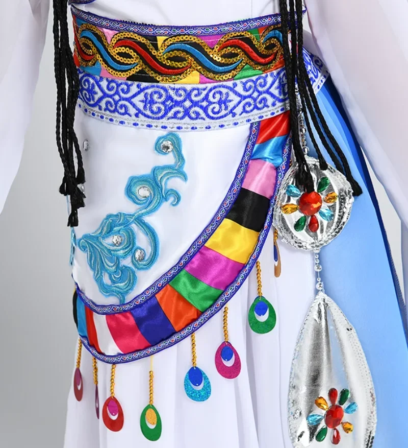 

Китайский тибетский танец, фартук с вышивкой, аксессуары для платья, золотой пояс