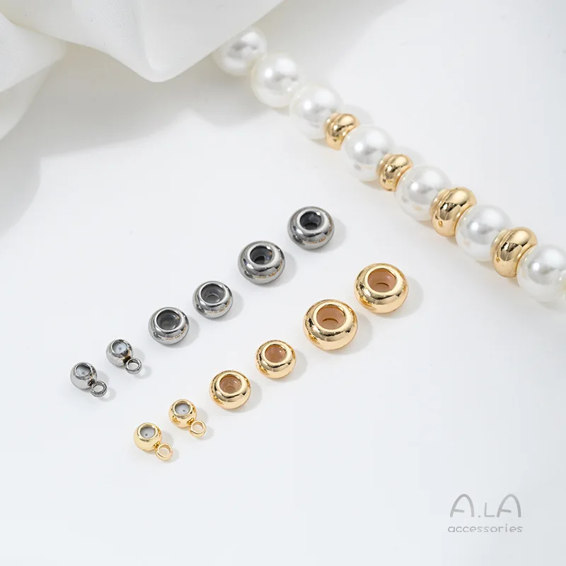 Non-fading Titanium Steel Silicone Wheel Flat With Rings Adjusting Beads DIY Chain Beads Fixed Anti-skid Spacer Bead
