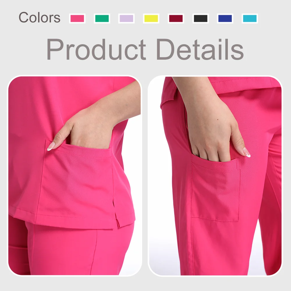 Медицинская униформа, наборы скрабов, женский и мужской топ с воротником на молнии, широкие брюки, больничная спецодежда, костюмы для врачей и медсестер, клинические хирургические