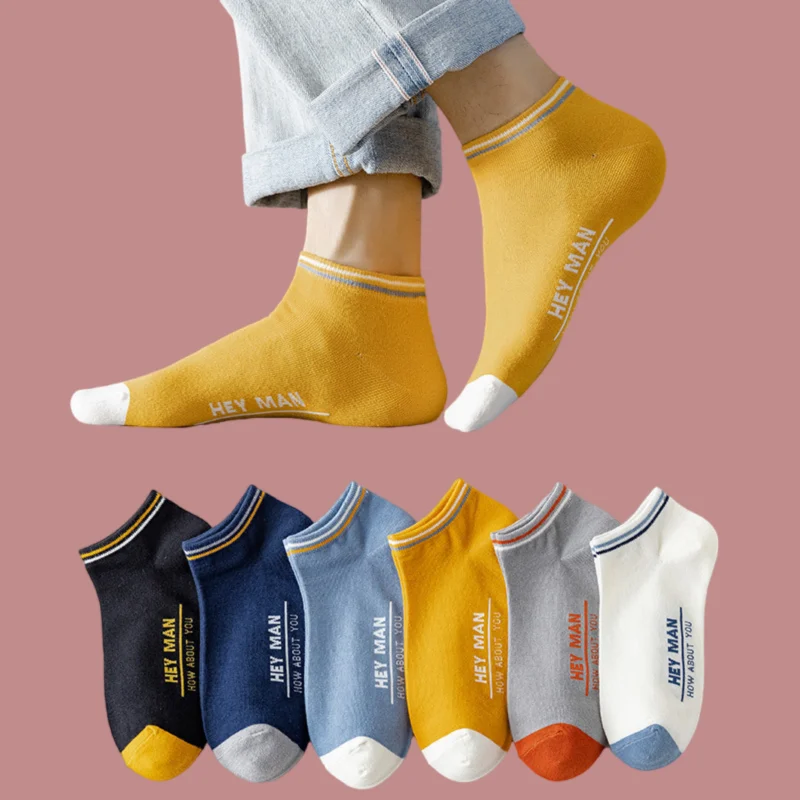 

3/5/10 Pairs High Quality Summer Thin Combed Cotton Socks Men's Short Socks Shallow Cotton Sports Low-top Boat Socks