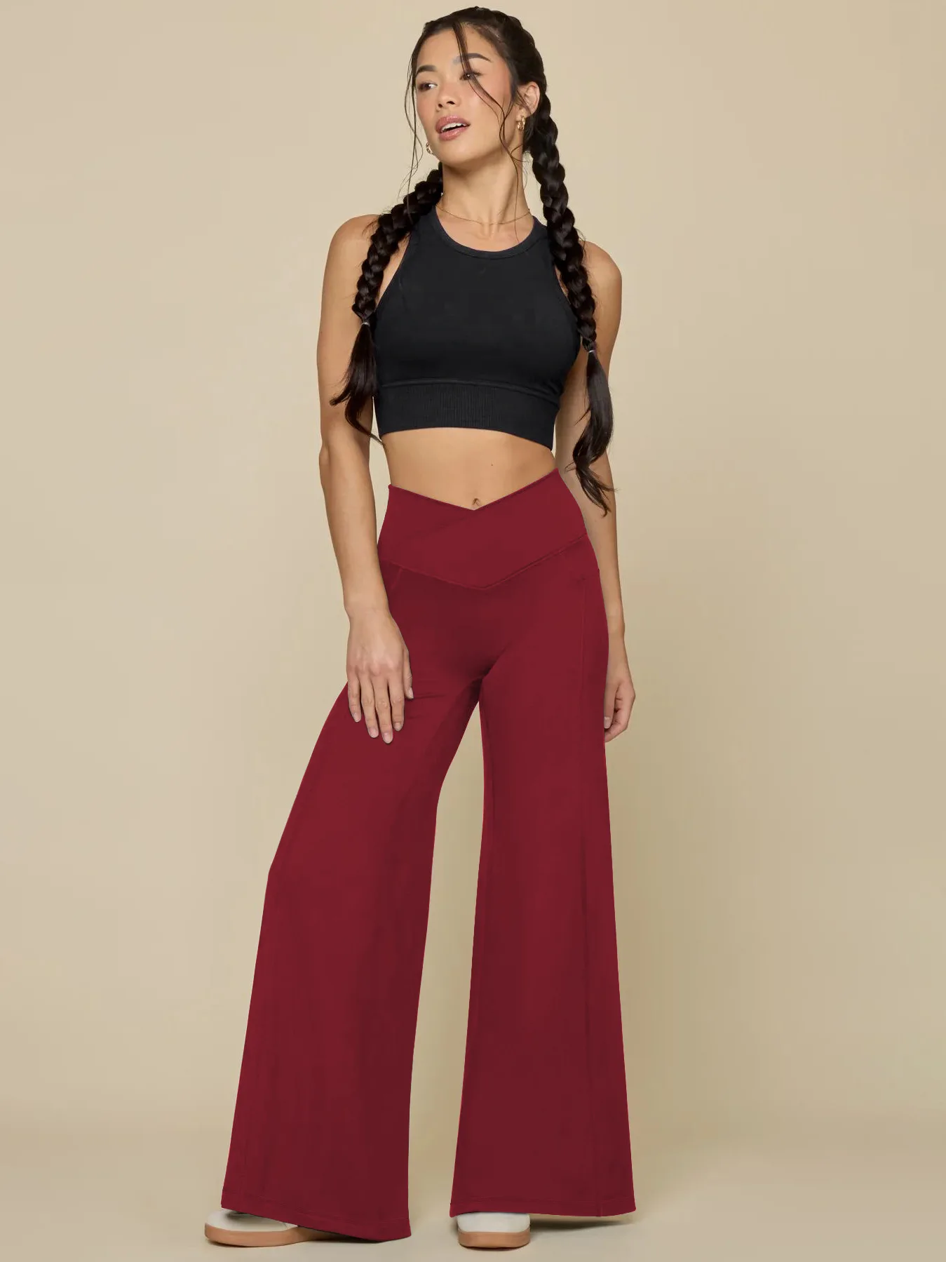 売れ筋レディーススポーツワイドレッグパンツハイウエストファッション多用途伸縮性ヨガドレープストリートコンフォートパンツ女性用