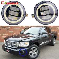 1 Pair Car Canbus LED Fog Light Daytime Running Lamp Angel Eye DRL 30W 6000LM For Dodge Dakota 2005 2006 2007 2008 2009