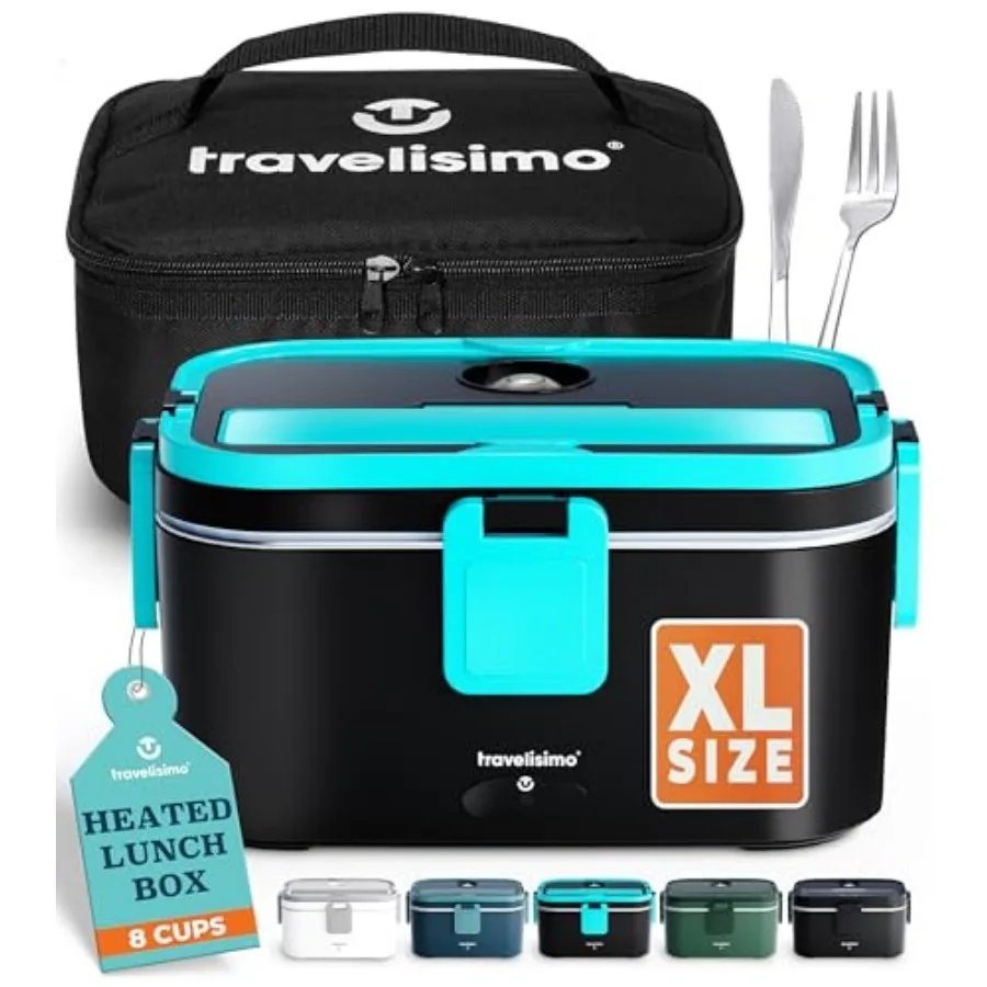 

Extra-Large Electric Lunch Box For Adults Holds up to 8 Cups - 100W Heated Lunch Box For Men 1.8L Portable Food Warmer for Trav