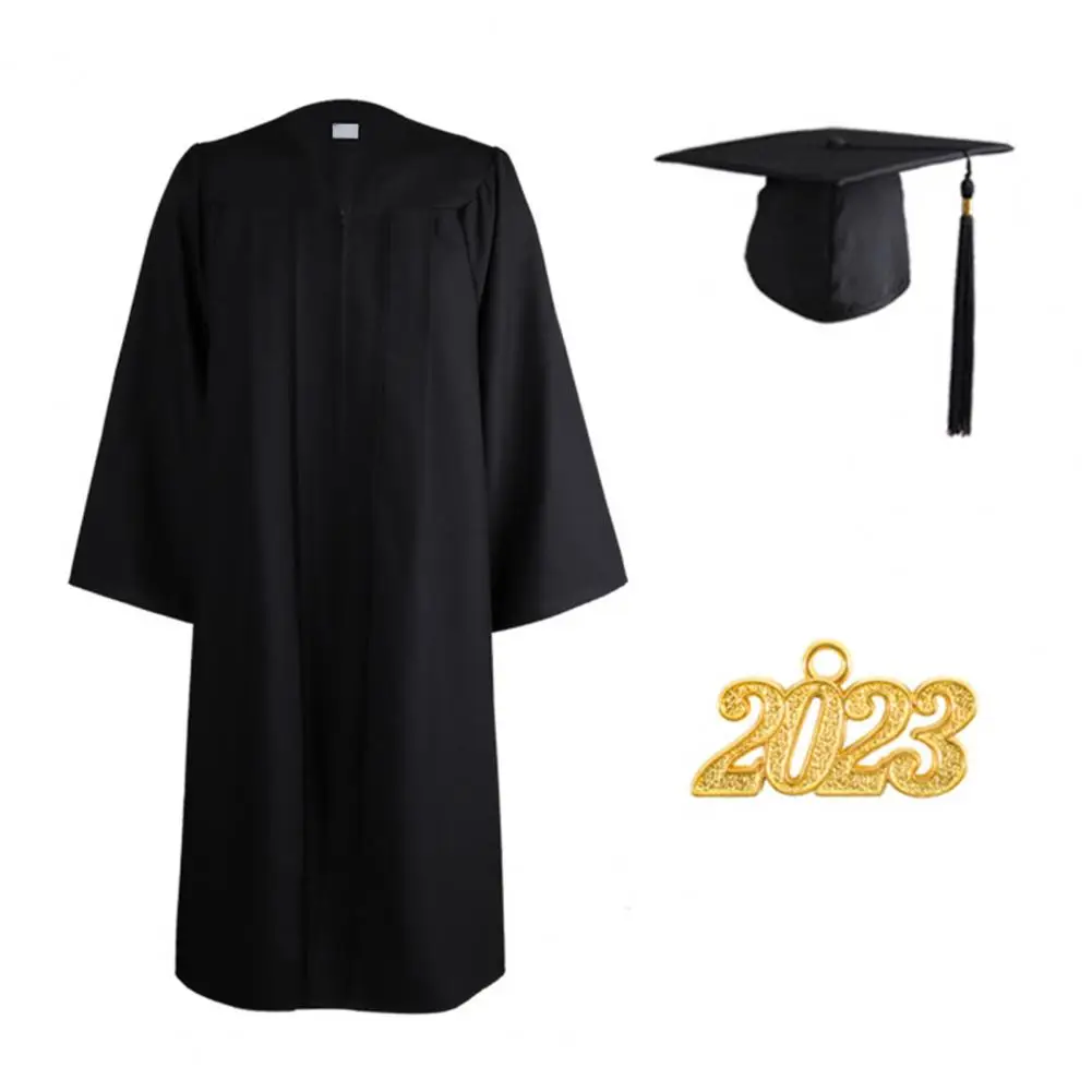 Conjunto Uniforme de Graduação Preto Sólido, Vestido Robe Acadêmico, Party Wear, Vestido de Graduação, Moda, 1 Conjunto