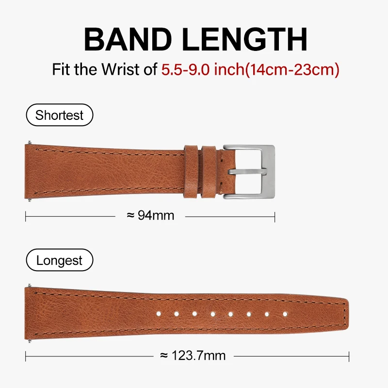 Militado 20mm Simple Comfortable Leather strap 316L Stainless Steel Frosting Buckle High Quality Mens Watch Bands