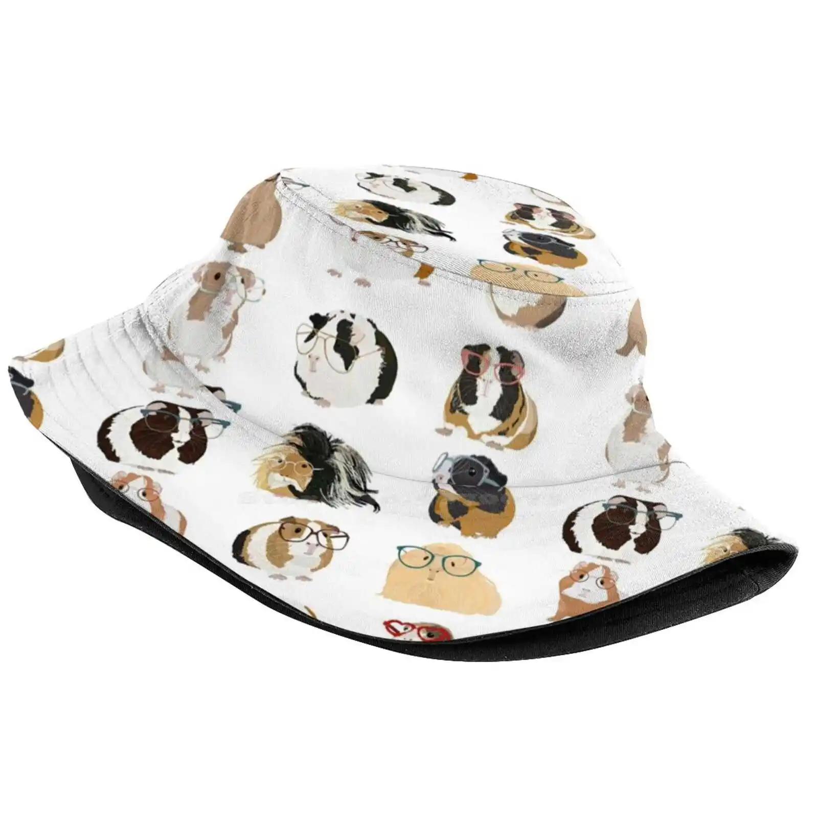 Funny Guinea Pigs With Glasses Sun Cap Fisherman Hat Bucket Hats Guinea Types Guinea Pig Mother Day Guinea Pig Father Day