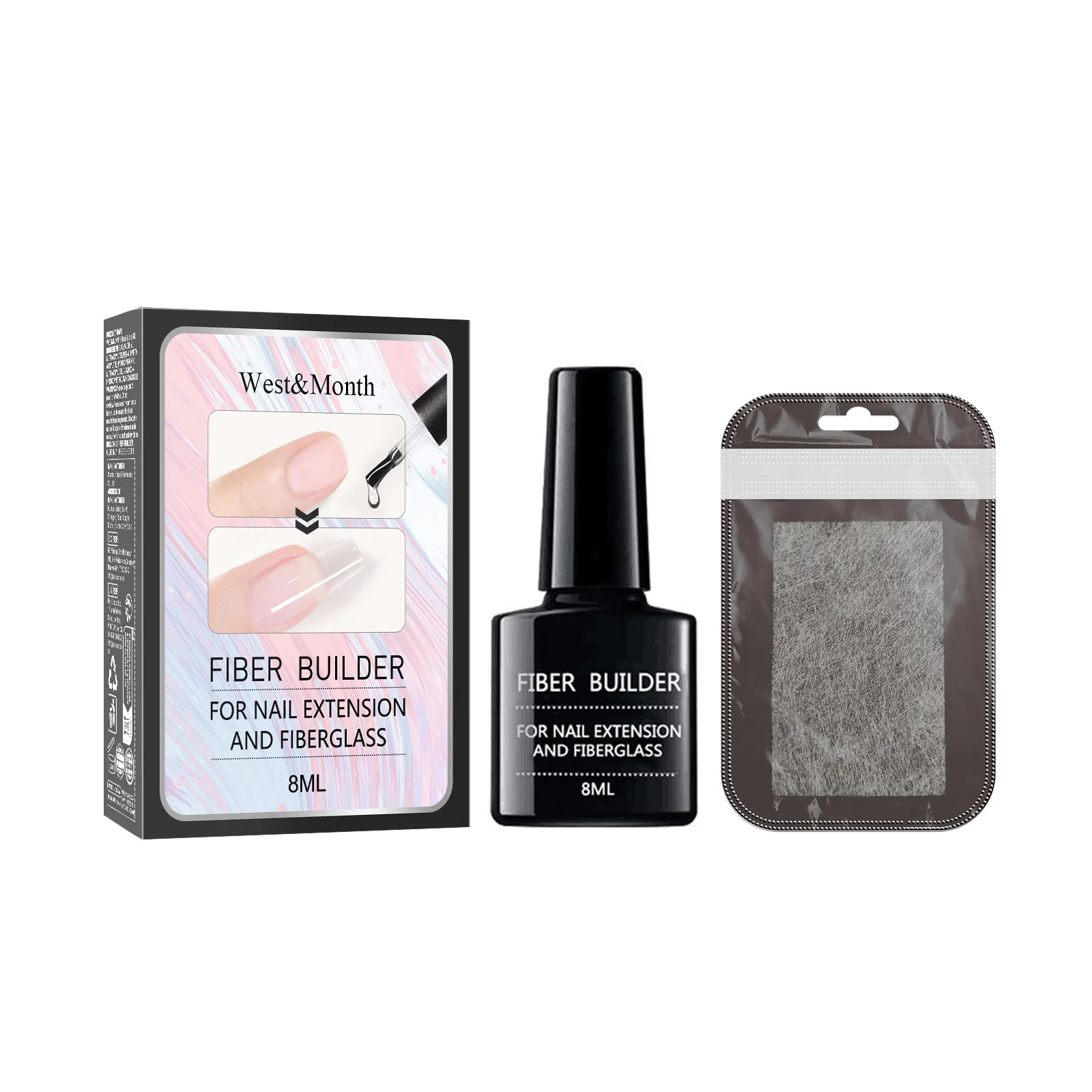 Quick-Build Fiberglass Gel Repair Nail Quick Building Fiber Extension Construction Reinforce Nails Tips Transparent Fibers Gel