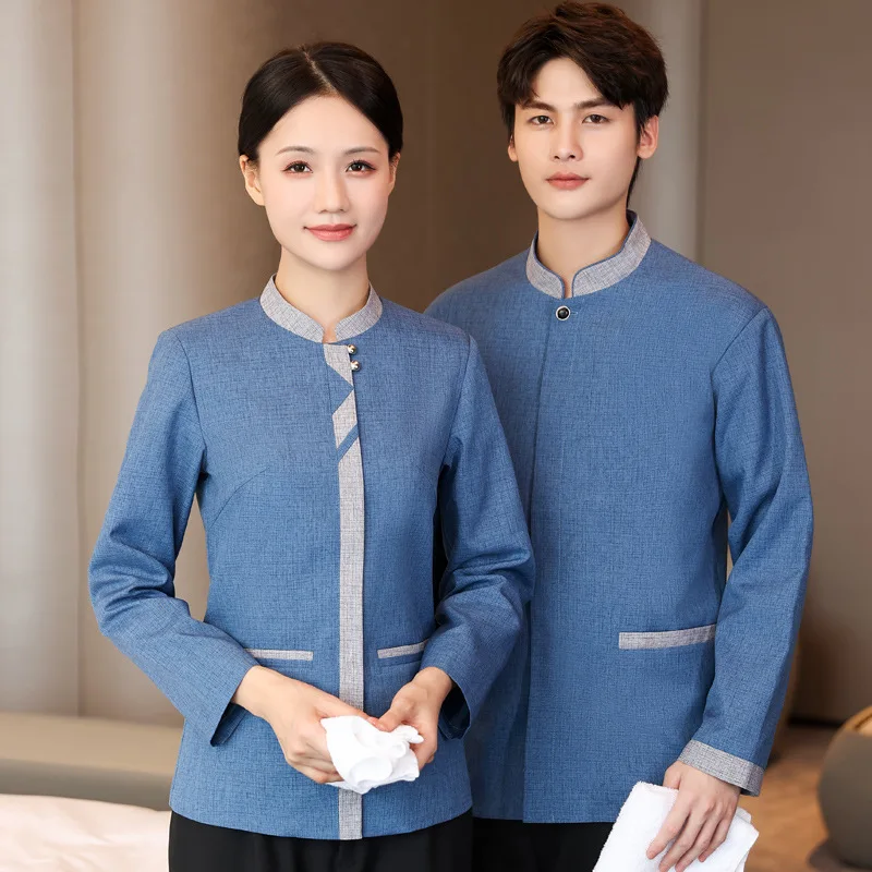 Cleaning Work Clothes Long Sleeve Female Hotel Guest Room Aunt Autumn and Winter Suit Community Property Cleaner PA Uniform