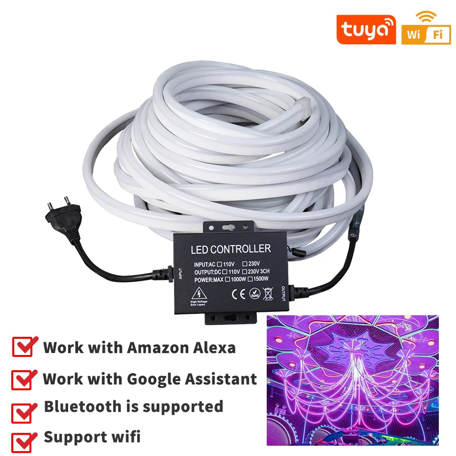 

AU plug LED Neon Light 220V Flexible RGB LED Tape with WiFi/Bluetooth/Remote Control 1M 100M Led Strip Waterproof Neon Rope Lamp