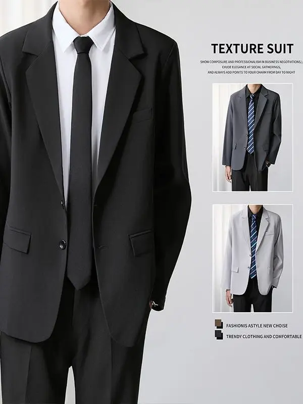 

Мужской повседневный костюм-слим-фит: модный, легкий, для зрелых мужчин, весна-осень, новая коллекция, не требует глажки, в западном стиле, размер S